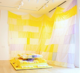 Dual 10 + Lands of Dual 10, DePaul Art Museum. Large Fabric and arquitectural landscape made with tissue paper.
